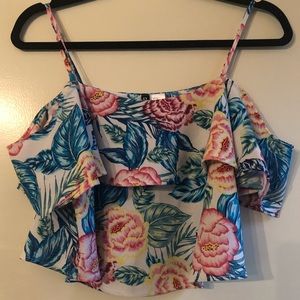 Floral crop top with adjustable straps
